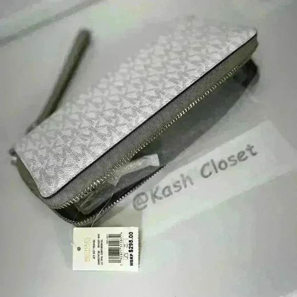 Michael Kors Travel Continental Large Wallet MK Signature Bright White - Picture 8 of 8